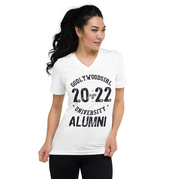 Godlywood Girl University Alumni Collection - Unisex Short Sleeve V-Neck T-Shirt